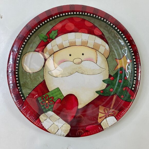 American Greetings 2 Pack Holiday Paper Plates Cozy Santa & Frosty Friends - Picture 2 of 5